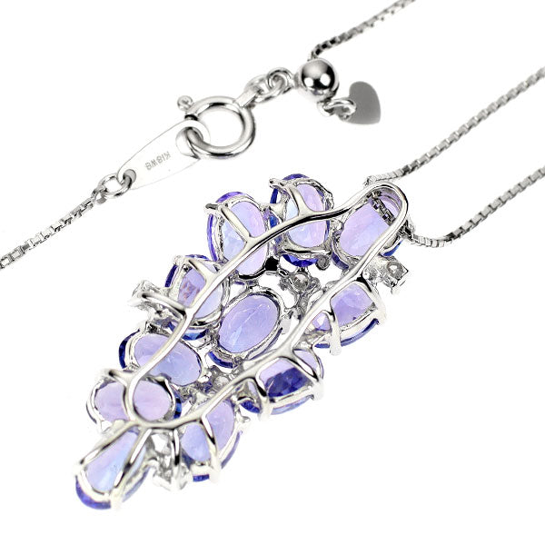 K18WG Tanzanite Diamond Pendant Necklace 5.22ct D0.11ct Grape 