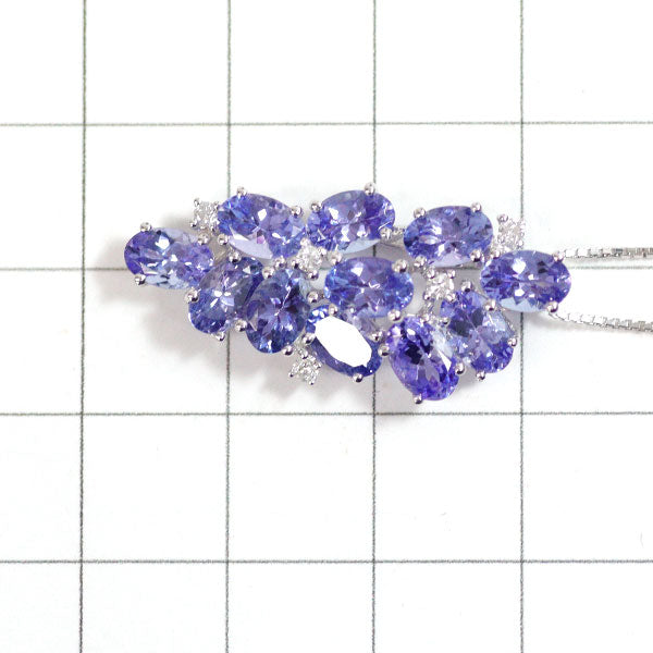 K18WG Tanzanite Diamond Pendant Necklace 5.22ct D0.11ct Grape 