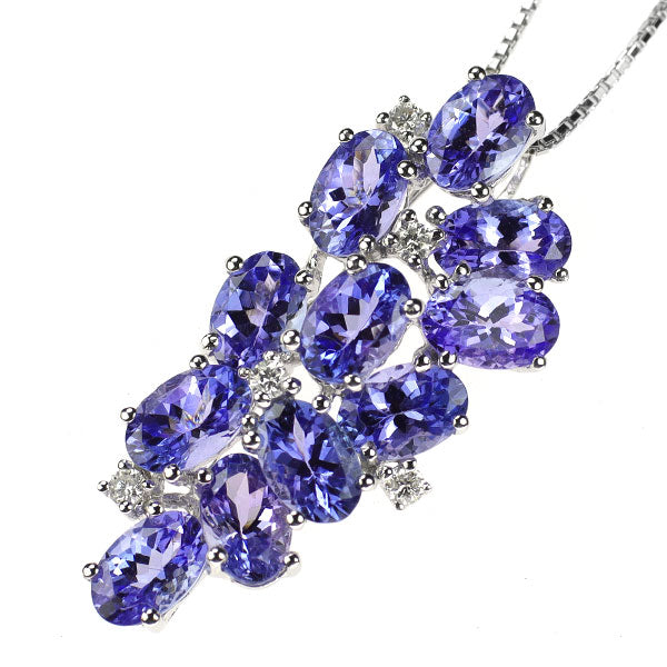 K18WG Tanzanite Diamond Pendant Necklace 5.22ct D0.11ct Grape 