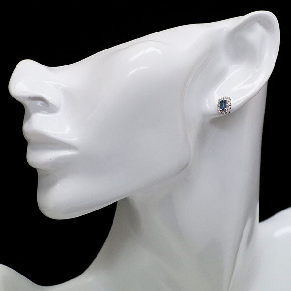 Pt900 Aquamarine Diamond Earrings 0.50ct D0.40ct 