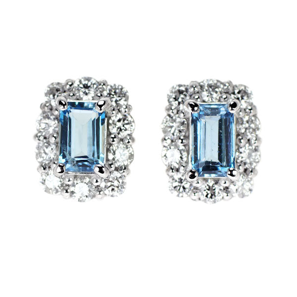 Pt900 Aquamarine Diamond Earrings 0.50ct D0.40ct 