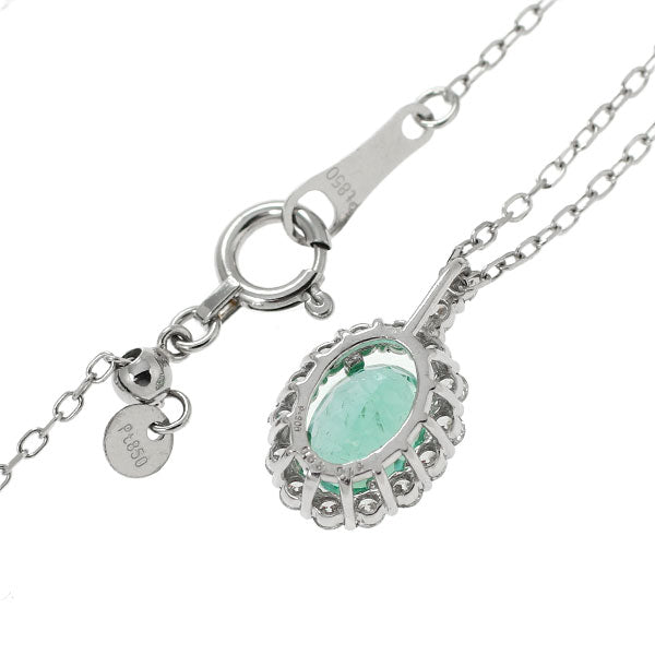 New Pt Brazilian Unheated Paraiba Tourmaline Diamond Pendant Necklace 0.63ct D0.19ct [Escore] 