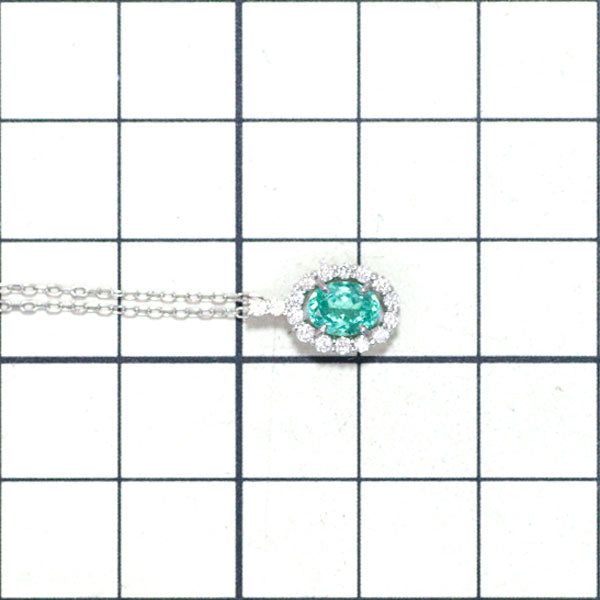 New Pt Brazilian Unheated Paraiba Tourmaline Diamond Pendant Necklace 0.63ct D0.19ct [Escore] 