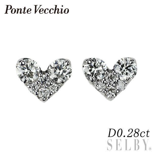 Ponte Vecchio K18WG Diamond Earrings 0.28ct Heart 