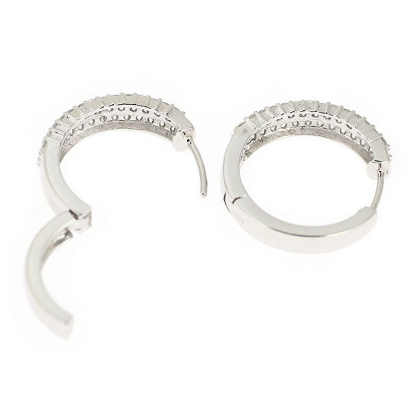 K18WG Diamond Earrings 1.00ct Hoop Pavé 