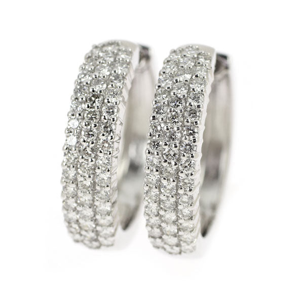 K18WG Diamond Earrings 1.00ct Hoop Pavé 