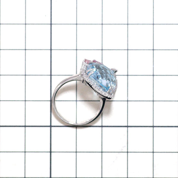 K18WG ブルートパーズ ピンクサファイア ダイヤモンド リング 11.28ct PS0.75ct D0.18ct