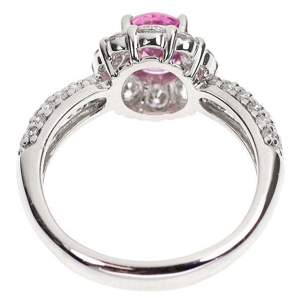 Pt900 Pink Sapphire Diamond Ring 0.89ct D0.72ct 