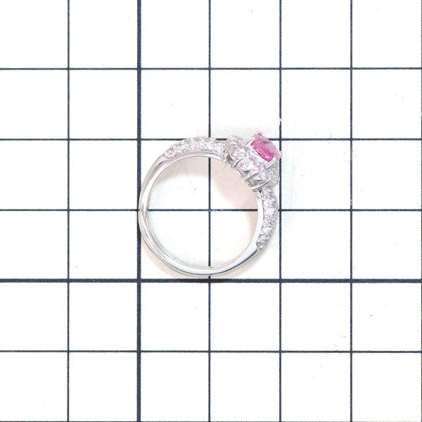 Pt900 ピンク サファイア ダイヤモンド リング 0.89ct D0.72ct