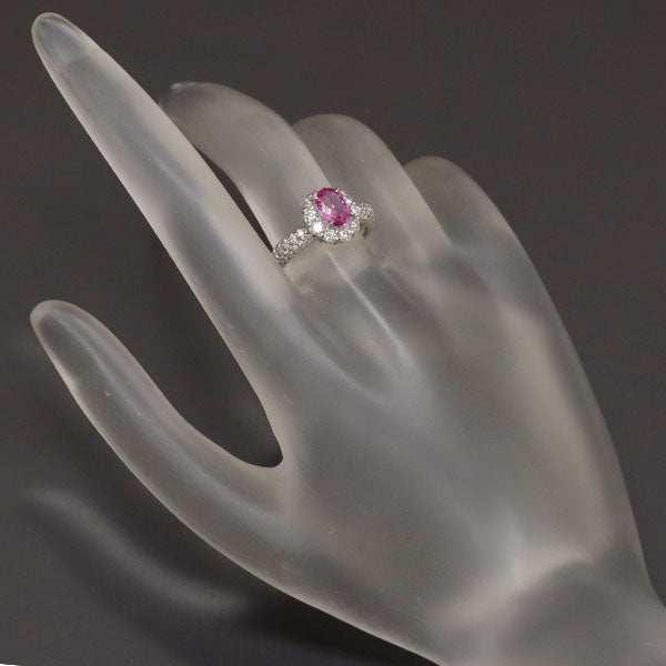 Pt900 ピンク サファイア ダイヤモンド リング 0.89ct D0.72ct