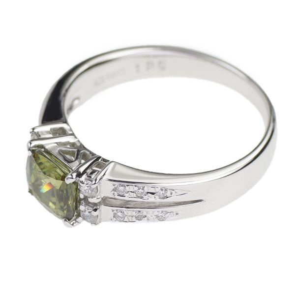 Rare K18WG Demantoid Garnet Diamond Ring 1.25ct D0.17ct 