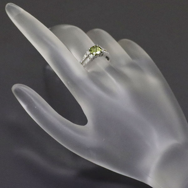 Rare K18WG Demantoid Garnet Diamond Ring 1.25ct D0.17ct 