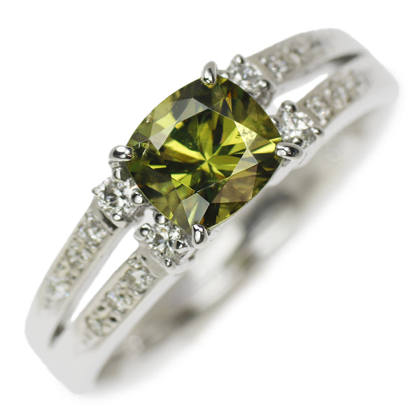 Rare K18WG Demantoid Garnet Diamond Ring 1.25ct D0.17ct 