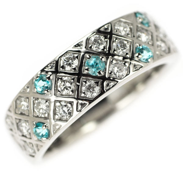 Rare Pt900 Paraiba Tourmaline Diamond Ring 0.16ct 0.47ct 