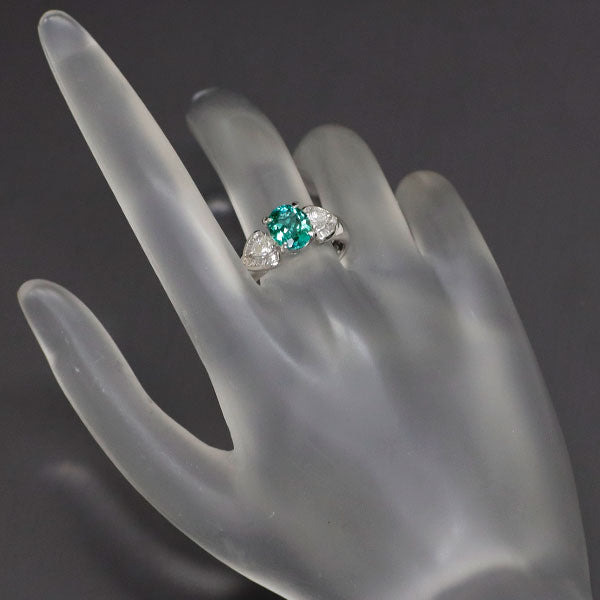 Pt900 Green Tourmaline Diamond Ring 1.82ct D0.58ct 