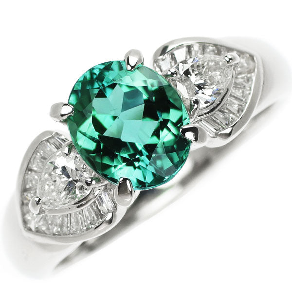 Pt900 Green Tourmaline Diamond Ring 1.82ct D0.58ct 