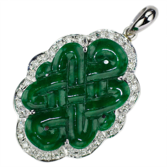 Pt900 Jade Diamond Pendant 2.612ct D0.28ct 