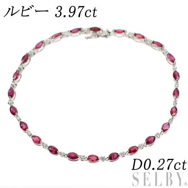 Pt850 ルビー ダイヤモンド ブレスレット R3.97ct D0.27ct – セルビーオンラインストア