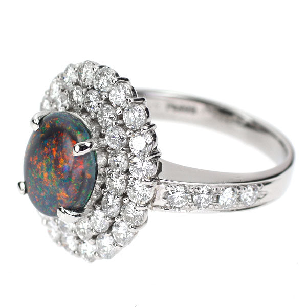 Pt900 Black Opal Diamond Ring 1.509ct D1.65ct 