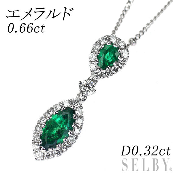 K18WG エメラルド ダイヤモンド ペンダントネックレス 0.66ct D0.32ct – セルビーオンラインストア