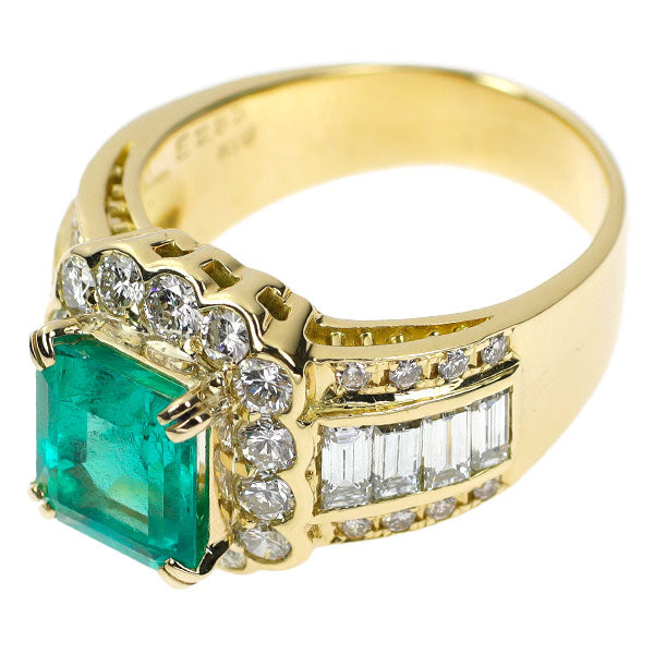 K18YG Emerald Diamond Ring 2.83ct D2.27ct 