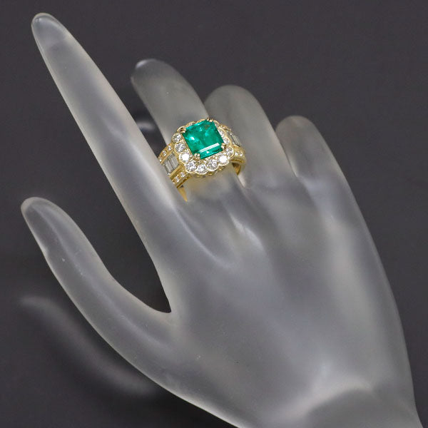 K18YG Emerald Diamond Ring 2.83ct D2.27ct 