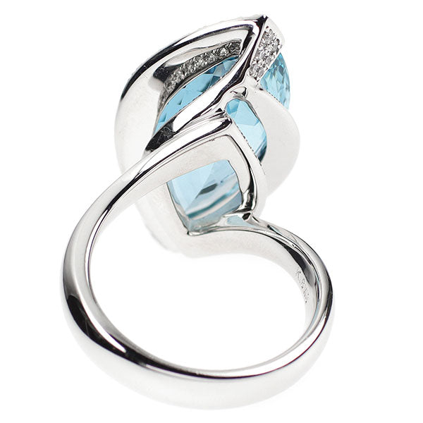 K18WG Aquamarine Diamond Ring 13.07ct D0.67ct 