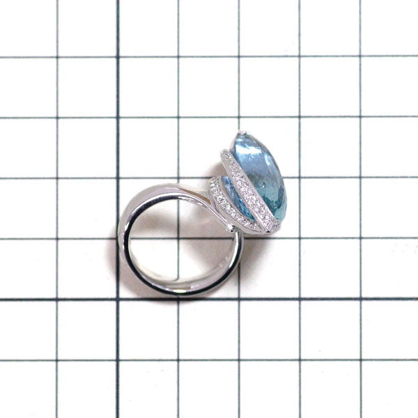 K18WG Aquamarine Diamond Ring 13.07ct D0.67ct 