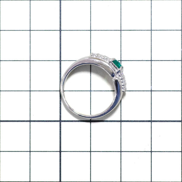 Pt900 エメラルド ダイヤモンド リング 0.35ct D0.45ct