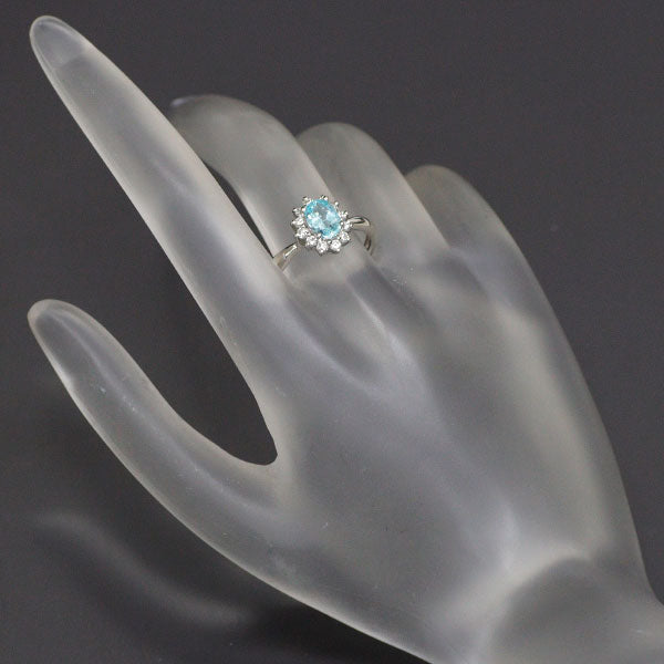 GSTV Pt950 Mozambique Paraiba Tourmaline Diamond Ring 0.797ct D0.25ct 