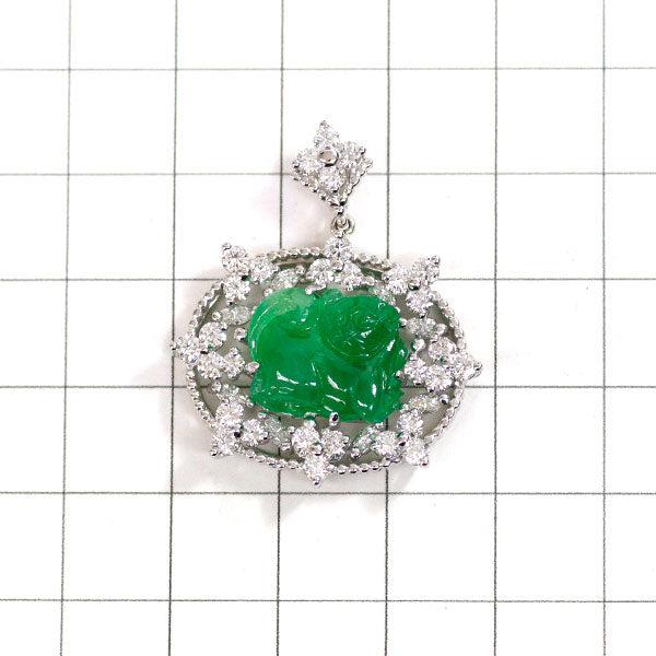 Queen Pt950 Jade Diamond Pendant 6.89ct Cat 