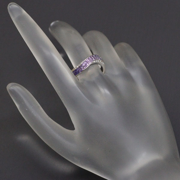 K18WG Violet Sapphire Diamond Ring 1.80ct D0.07ct Mystery Setting 