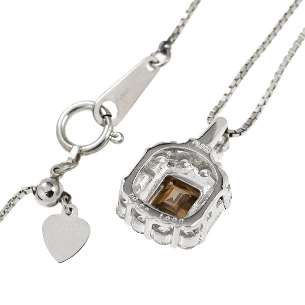 Pt エメラルドカットダイヤモンド ペンダントネックレス 1.006ct D0.59ct