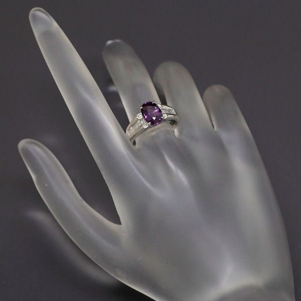 Pt900 Purple Sapphire Diamond Ring 2.543ct D0.37ct 