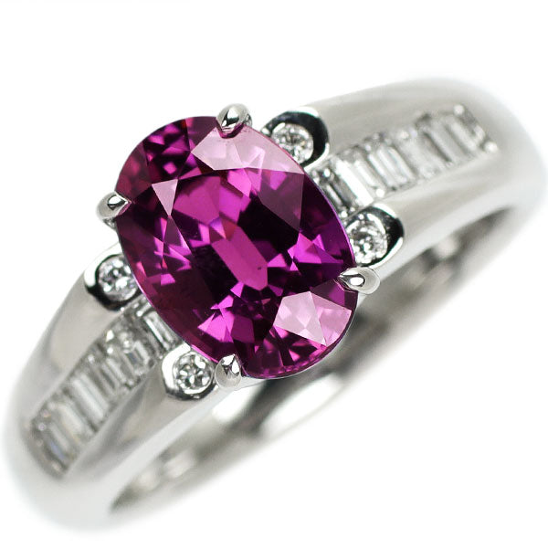 Pt900 Purple Sapphire Diamond Ring 2.543ct D0.37ct 