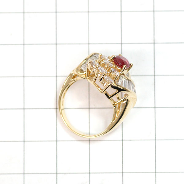 K18YG Ruby Diamond Ring 1.08ct D2.02ct 