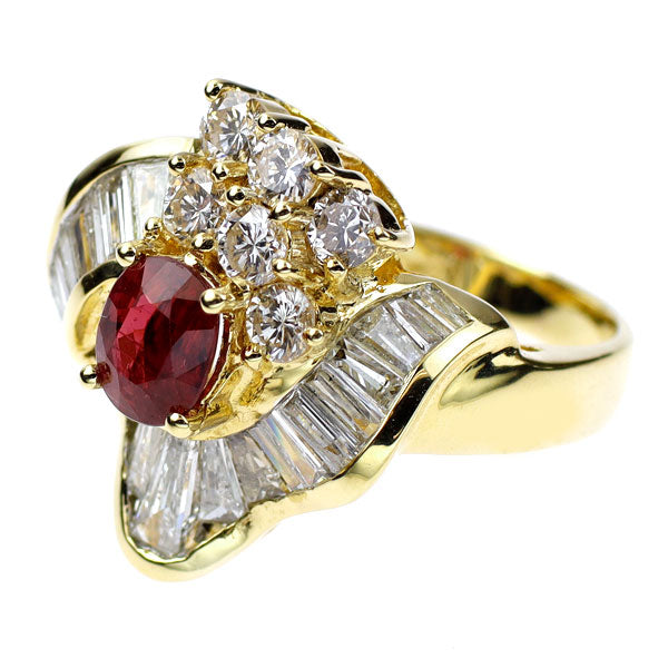 K18YG Ruby Diamond Ring 1.08ct D2.02ct 