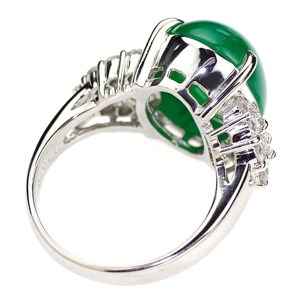 Pt900 Jade Diamond Ring 8.46ct D0.676ct 