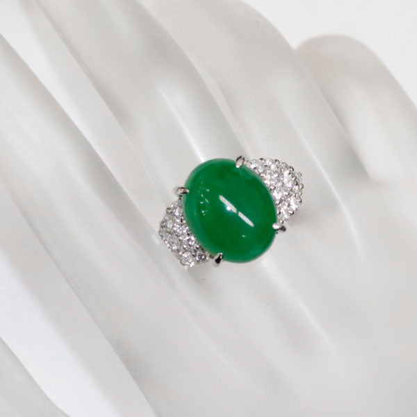 Pt900 Jade Diamond Ring 8.46ct D0.676ct 