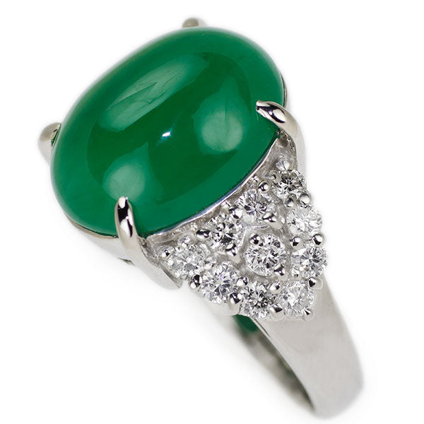 Pt900 Jade Diamond Ring 8.46ct D0.676ct 