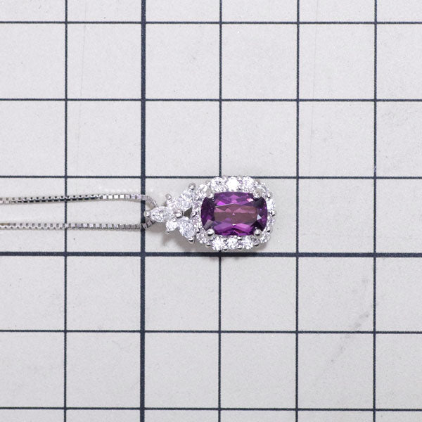 Pt ロードライトガーネット ダイヤモンド ペンダントネックレス 1.64ct D0.54ct