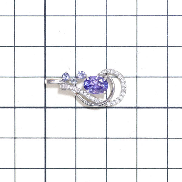 K18WG Tanzanite Aquamarine Diamond Pendant Top 1.096 T0.15ct A0.03ct D0.24ct