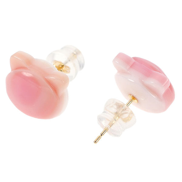 New K18YG Conch Shell Earrings Cat's Back View 