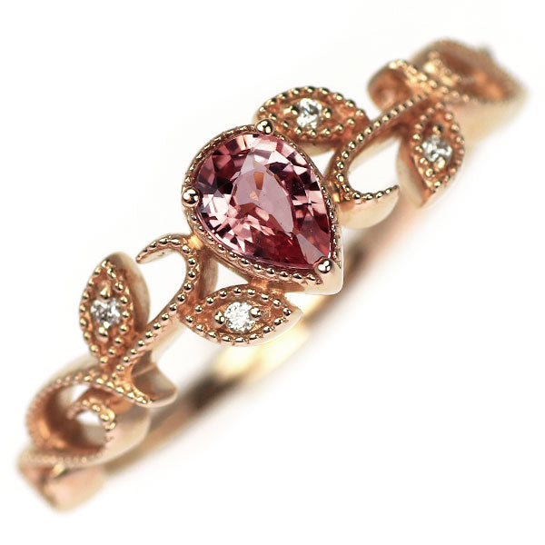 New K18PG Padparadscha Sapphire Diamond Ring 0.276ct D0.01ct [Escore] 