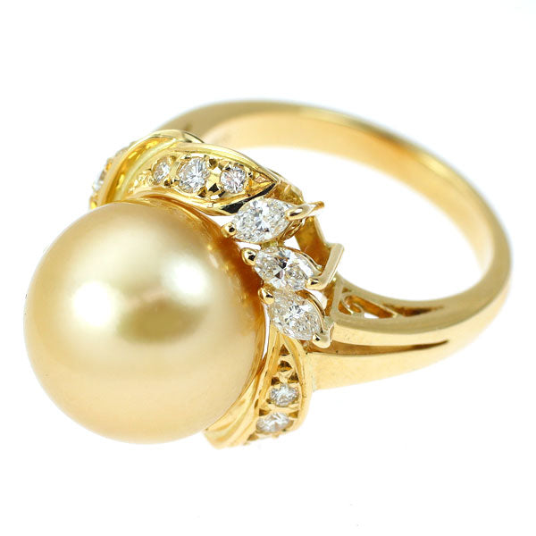 MIKIMOTO K18YG Golden Pearl Diamond Ring Diameter approx. 12.5mm D0.58ct 