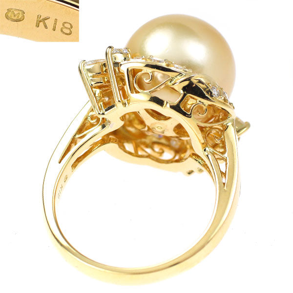 MIKIMOTO K18YG Golden Pearl Diamond Ring Diameter approx. 12.5mm D0.58ct 