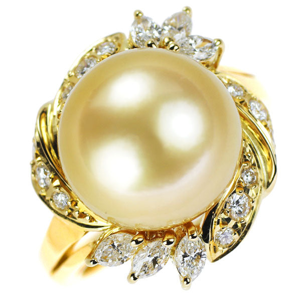 MIKIMOTO K18YG Golden Pearl Diamond Ring Diameter approx. 12.5mm D0.58ct 