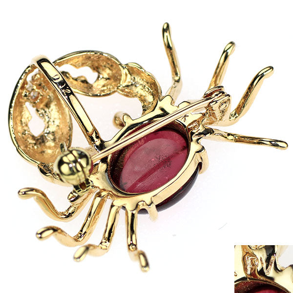 Ponte Vecchio K18YG Pink Tourmaline Diamond Pendant and Brooch D0.02ct Crab 