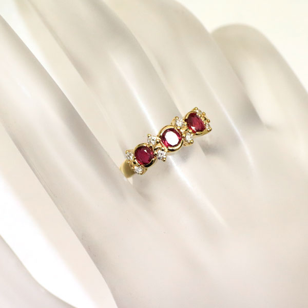 MIKIMOTO K18YG Ruby Diamond Ring 0.83ct D0.18ct 