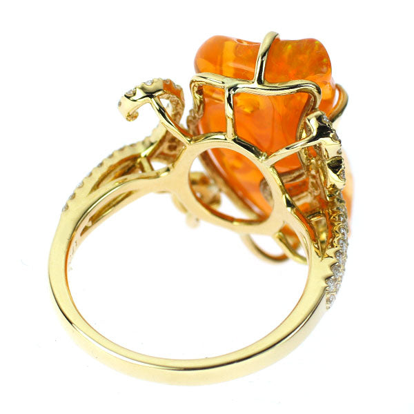 K18YG Fire Opal Diamond Ring 7.47ct D0.41ct